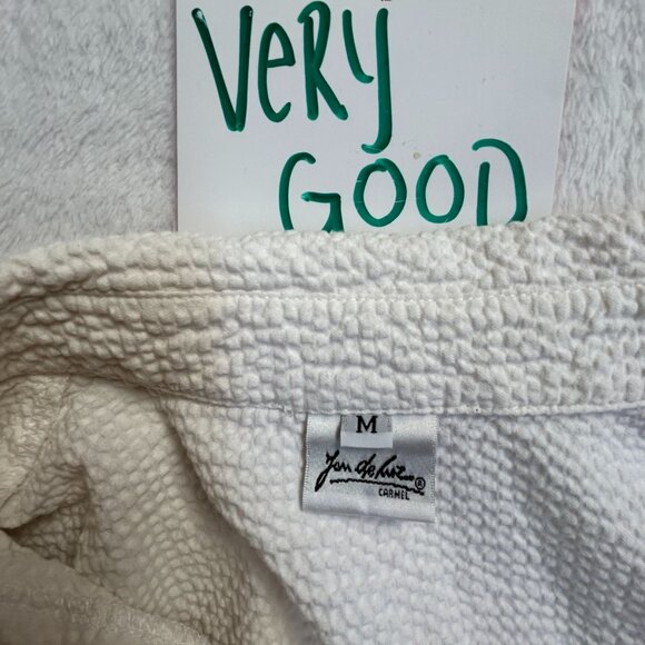 Jan de Luz Carmel Womens Textured Button Down Tunic Shirt Dress Medium White - Picture 3 of 8